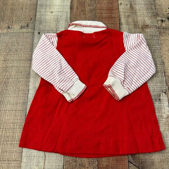 Vintage Health-Tex Baby Dress 2T Red & White Striped Long Sleeve - Picture 4 of 4